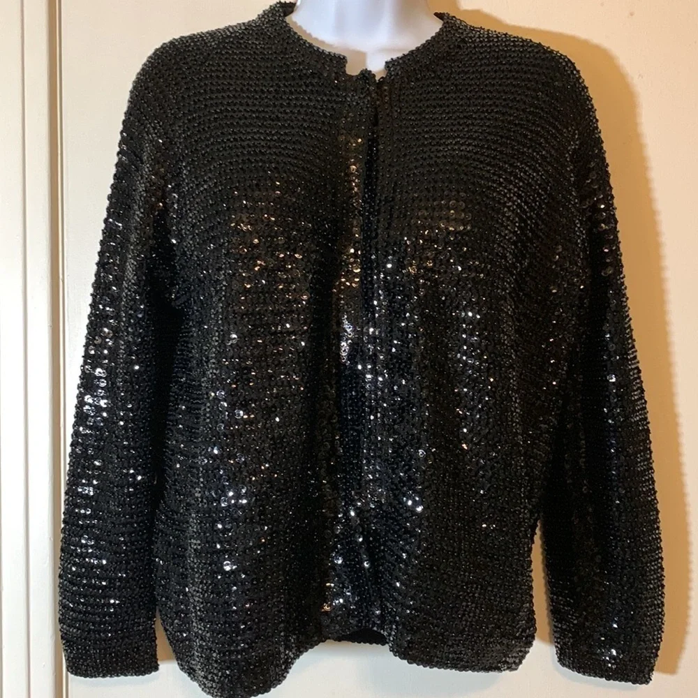 Vintage 1950s Sequin Open Cropped Cardigan - Picture 1 of 11